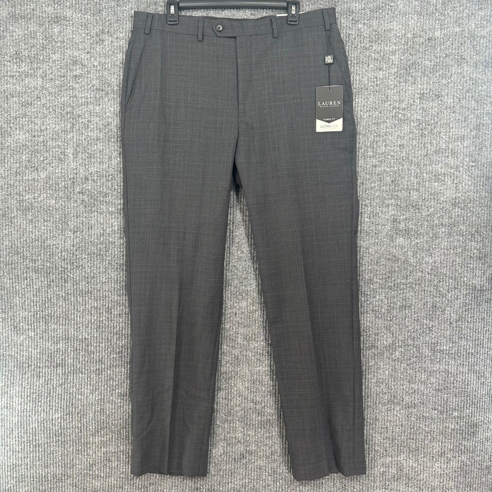 Lauren Ralph Lauren Suit Trousers Mens 36W x 32L Grey NEW Ultraflex Classic Fit